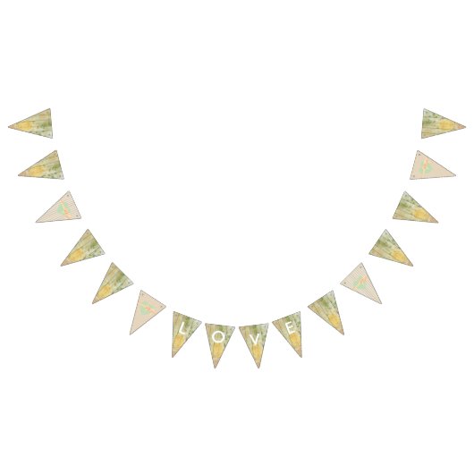 LIEFDE Bloemen Rustiek Hout Bruiloft Vlag Banner (Alle)