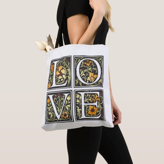  Liefde Bloemen Typografie Valentijn Canvas tas (Dichtbij)