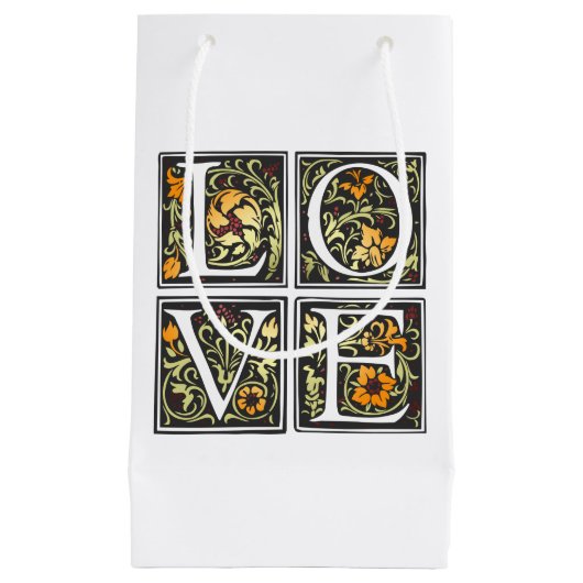 Liefde Bloemen Typografie Valentijn Gift Bag Klein Cadeauzakje (Voorkant)