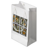 Liefde Bloemen Typografie Valentijn Gift Bag Klein Cadeauzakje (Voorkant Gekanteld)