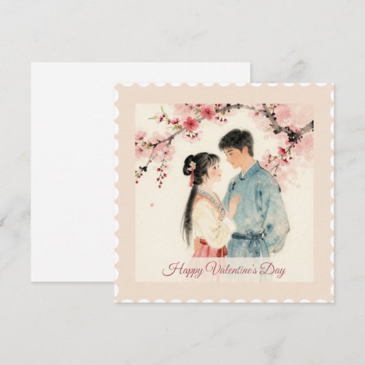 Liefde & Bloemen – Vintage Valentijnsdag Kaart (Voorkant / Achterkant)