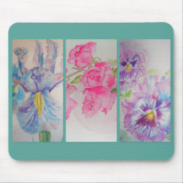 Liefde Bloemen Waterverf Turquoise Bloemstuk Muism Muismat