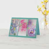 Liefde bloemen Waterverf Turquoise Greetings Card Kaart (Gele Bloem)