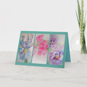 Liefde bloemen Waterverf Turquoise Greetings Card Kaart