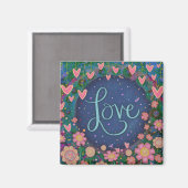 Liefde Bloemenhart Trendy Inspirerend Schattige Magneet (Voorkant / Achterkant)
