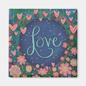 Liefde  Bloemenhart Trendy Inspirerend Schattige Magneet (Voorkant)