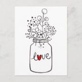 Liefde Bloemige Pot Rode Hart Trouwfeest Uitnodiging Briefkaart (Voorkant)