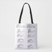 Liefde & bloemmotieflijn kunst in 5-delige boodsch tote bag (Voorkant)