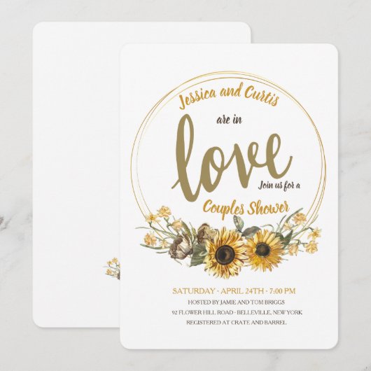 Liefde Bloemstuk Koppel Bruidsfeest Uitnodiging (Voorkant / Achterkant)