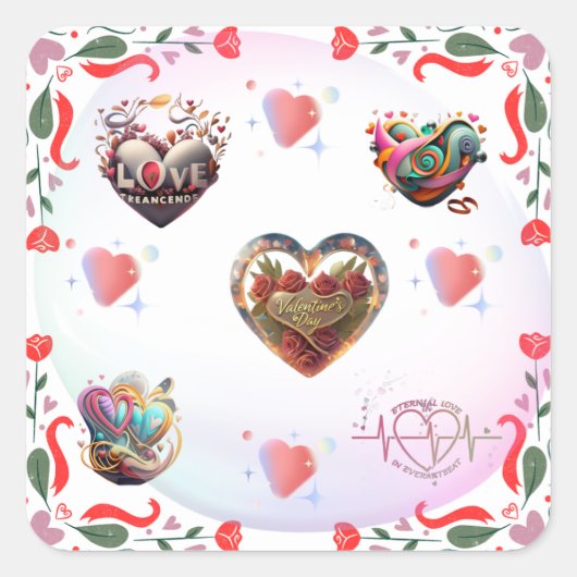 Liefde bloesems Sticker : Romantische Valentijnsda (Voorkant)