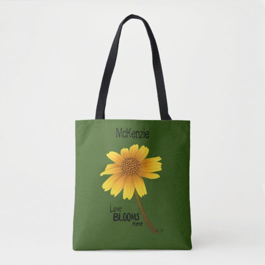 Liefde BLOOMS: Aangepaste gele bloem Tote Bag (Voorkant)