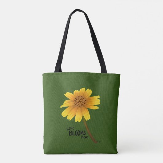 Liefde BLOOMS: Aangepaste gele bloem Tote Bag (Achterkant)