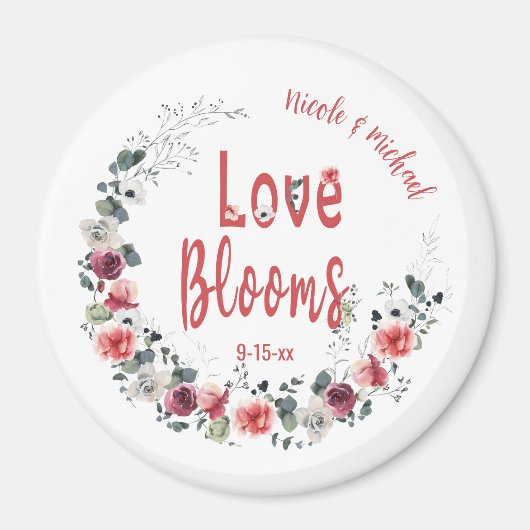 Liefde Blooms Gepersonaliseerde bruid bruidegom tr Magneet (Voorkant)