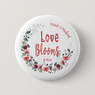 Liefde Blooms Gepersonaliseerde bruid bruidegom tr Ronde Button 5,7 Cm