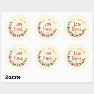 Liefde Blooms Gepersonaliseerde bruid bruidegom tr Ronde Sticker