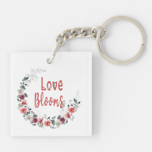Liefde Blooms Gepersonaliseerde bruid bruidegom tr Sleutelhanger