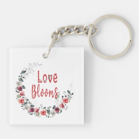 Liefde Blooms Gepersonaliseerde bruid bruidegom tr Sleutelhanger (Achterkant)
