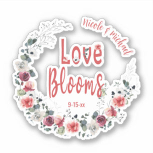 Liefde Blooms Gepersonaliseerde bruid bruidegom tr Sticker