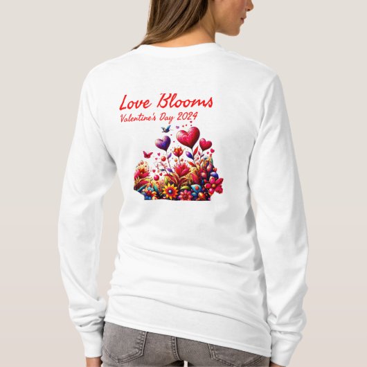 Liefde Blooms - Valentijnsdag 2024 T-shirt (Achterkant)