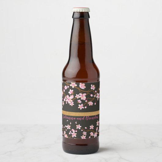 Liefde bloomt Cherry Blossom Bier Etiket (Voorkant)