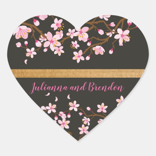 Liefde bloomt Cherry Blossom Hart Sticker (Voorkant)
