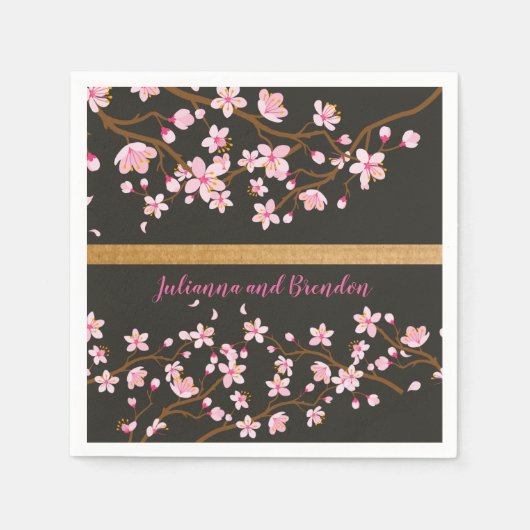 Liefde bloomt Cherry Blossom Paper Servet (Voorkant)