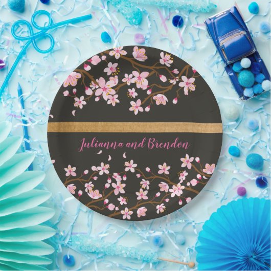 Liefde bloomt Cherry Blossom Papieren Bordje (Feest)