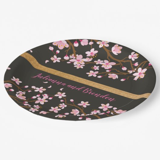Liefde bloomt Cherry Blossom Papieren Bordje (Gekanteld)