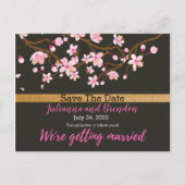 Liefde bloomt Cherry Blossom Save the Date Anno Briefkaart (Voorkant)