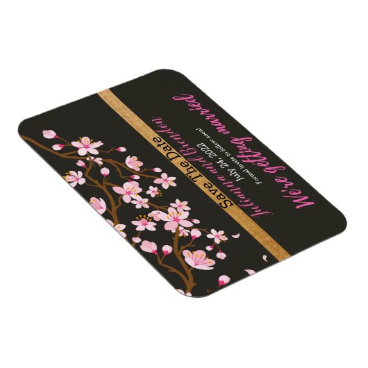 Liefde bloomt Cherry Blossom Save the Date Magneet (Rechterzijde)