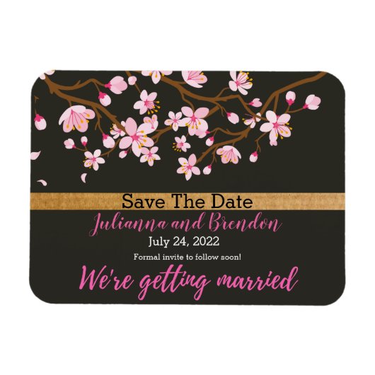 Liefde bloomt Cherry Blossom Save the Date Magneet (Horizontaal)