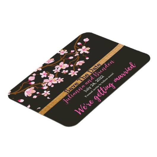 Liefde bloomt Cherry Blossom Save the Date Magneet (Linkerzijde)