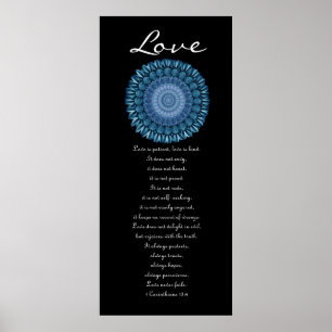 Liefde - Blue Daisy Wreath - First Corinthians Poster