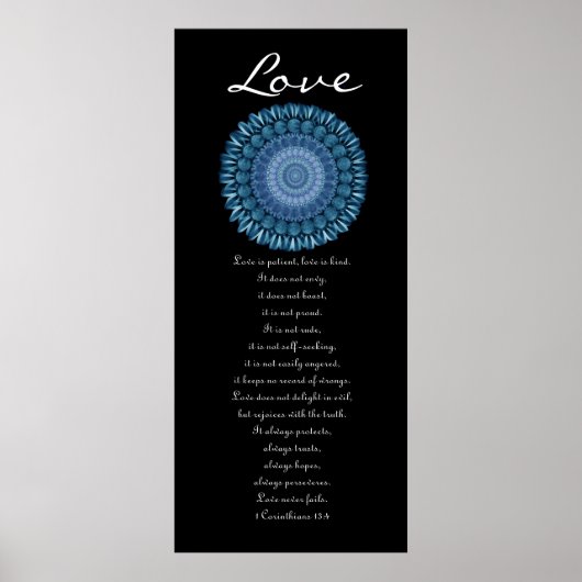 Liefde - Blue Daisy Wreath - First Corinthians Poster (Voorkant)