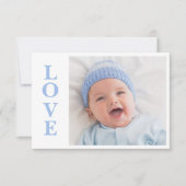 Liefde Blue Typografie Foto geboorteaankondiging (Voorkant)