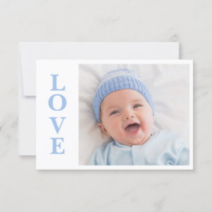 Liefde Blue Typografie Foto geboorteaankondiging