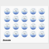 Liefde. Blue Waterverf Winter Branches Wedding Ronde Sticker (Vel)