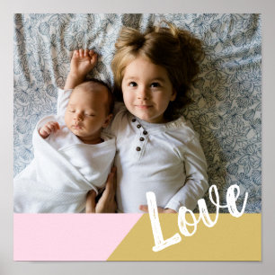 Liefde   Blush en Gold Geometric Persoonlijke foto Poster