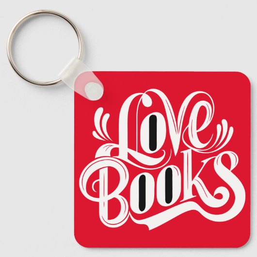 Liefde Boeken Kalligrafie Design Sleutelhanger (Voorkant)