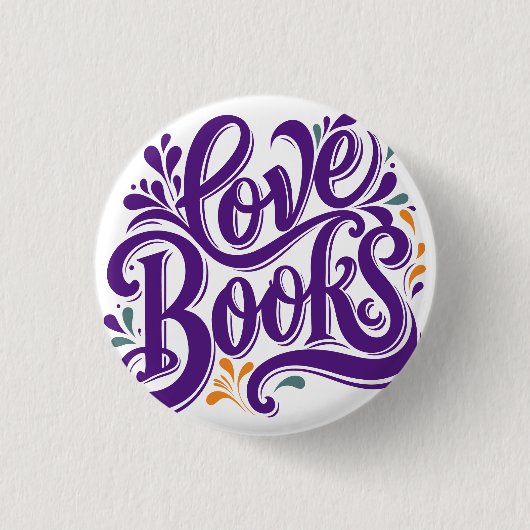 Liefde Boeken Kalligrafie Hart Design Ronde Button 3,2 Cm (Voorkant)