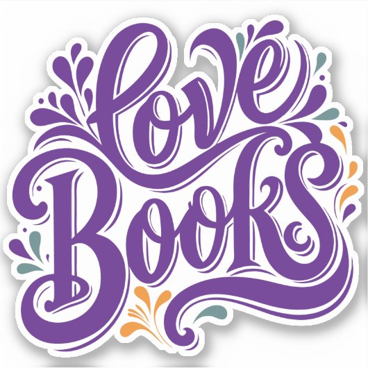 Liefde Boeken Kalligrafie Hart Design Sticker (Voorkant)