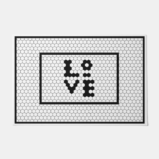 Liefde Boerderij Zwart-wit Tegel Ontwerp Deurmat (Voorkant)