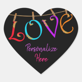 Liefde bohemian kleurrijke schattige romantische s hart sticker