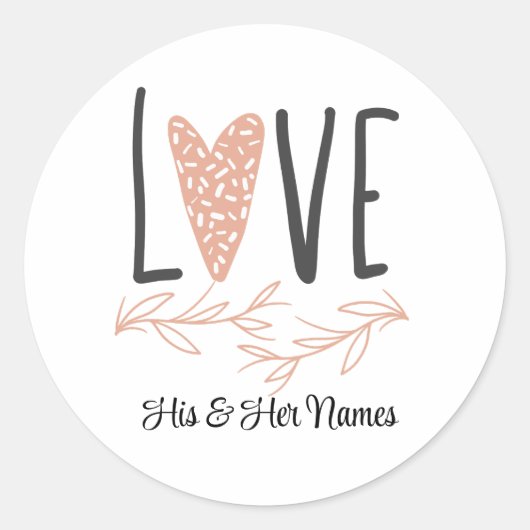 Liefde- Boho hart Valentijnsdag Ronde Sticker (Voorkant)