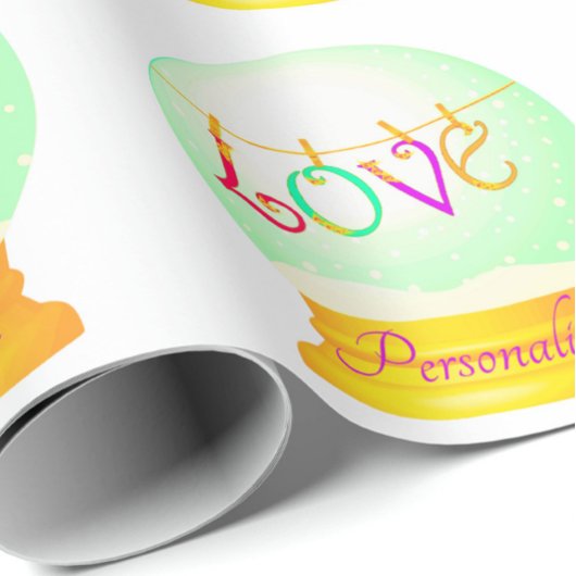 Liefde boho kleurrijke sneeuw wereldbol inpakpapie cadeaupapier