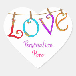 Liefde boho romantisch grillig kleurrijk hart sticker
