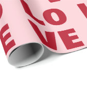 Liefde Bold Typografie Roze & Rode Cadeau Cadeaupapier (Rol Hoek)