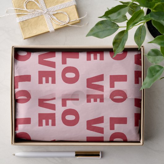Liefde Bold Typografie Roze & Rode Cadeau Tissuepapier (Geschenk)
