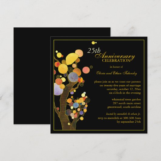 Liefde Bomen 25e Zilveren Huwelijksjubileum Kaart (Voorkant / Achterkant)