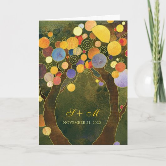 Liefde bomen Rustic Olive Green Wedding Invitation (Voorkant)